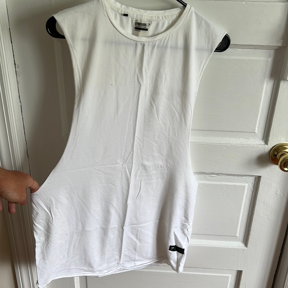White gymshark cut off tank